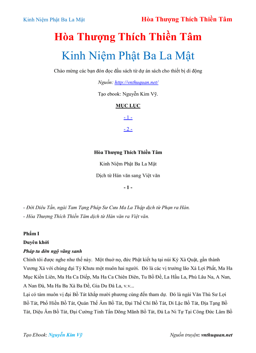 Ebook Kinh Niệm Phật Ba La Mật Hòa Thượng Thích Thiền Tâm