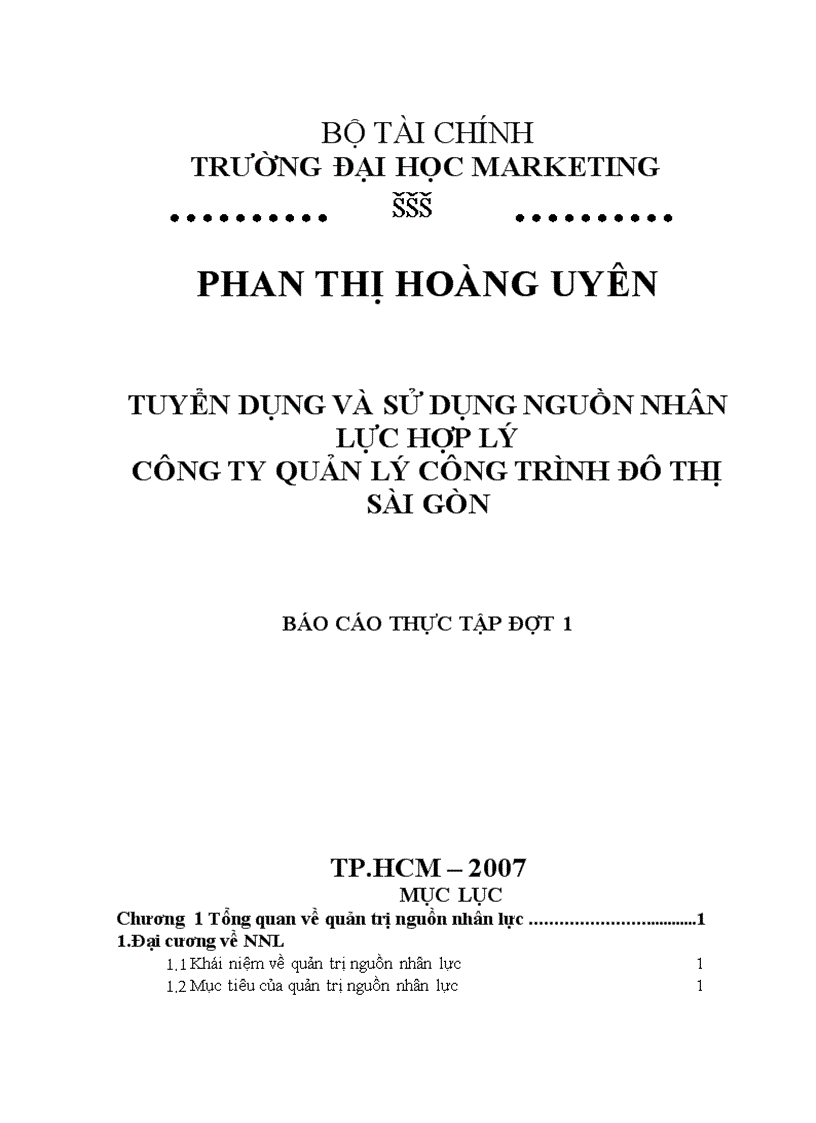 Tuyển dụng và sử dụng nguồn nhân lực hợp lý công ty quản lý công trình đô thị sài gòn