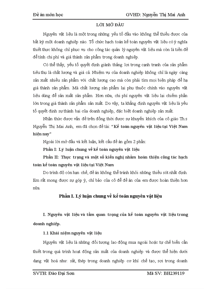 Kế toán nguyên vật liệu tại Việt Nam hiện nay