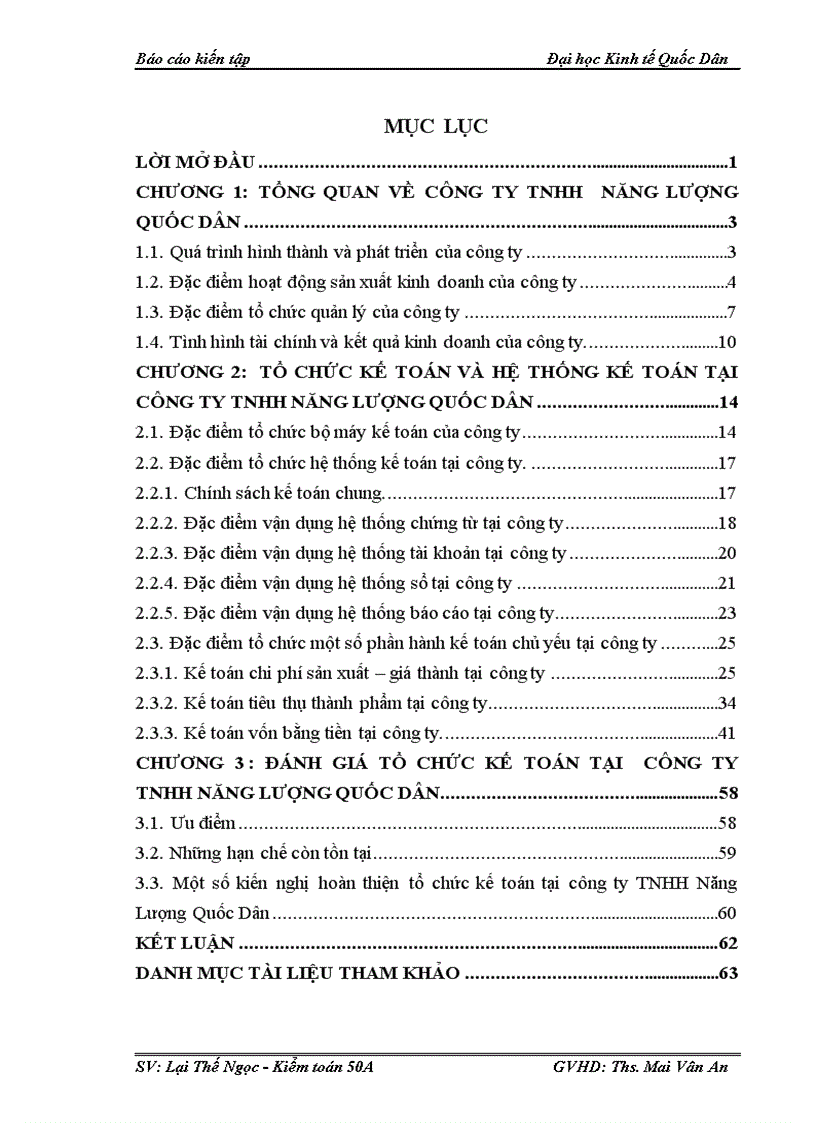 Tổ chức kế toán và hệ thống kế toán tại công ty tnhh năng lượng quốc dân