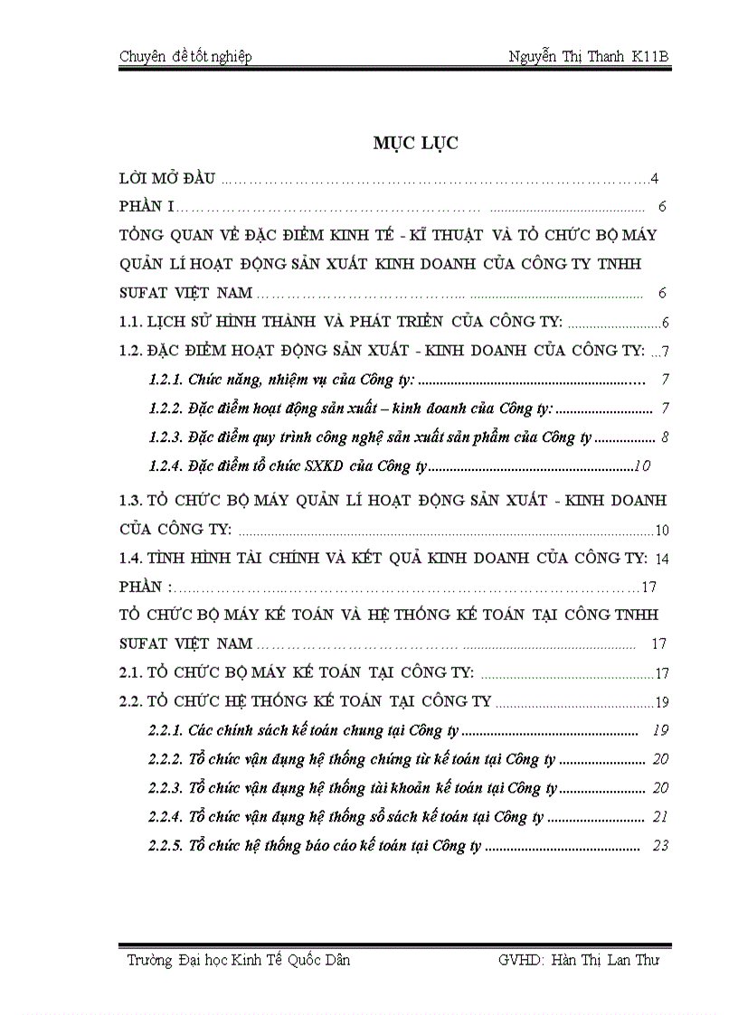 Tổ chức bộ máy kế toán và hệ thống kế toán tại công tnhh sufat việt nam