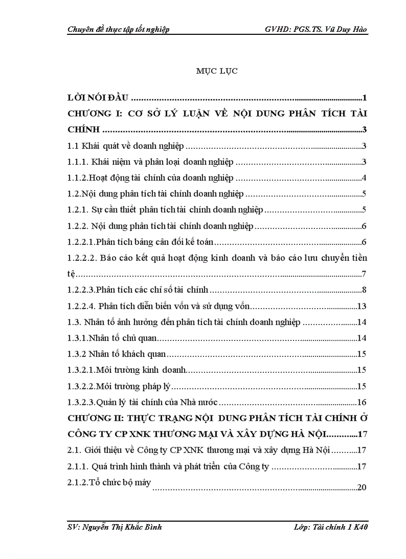 Hoàn thiện nội dung phân tích tài chính tại Công ty CP XNK thương mại và xây dựng Hà Nội