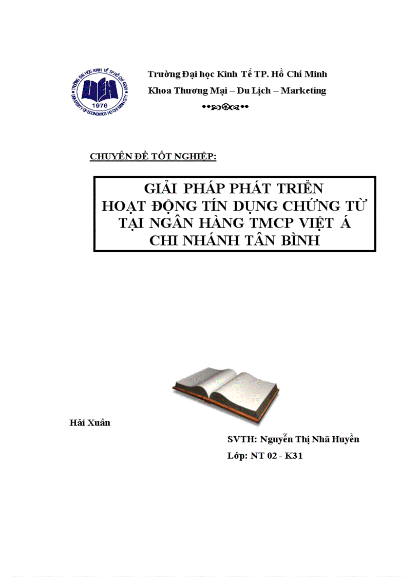 Giải pháp phát triển hoạt động tín dụng chứng từ tại ngân hàng tmcp việt á chi nhánh tân bình 1