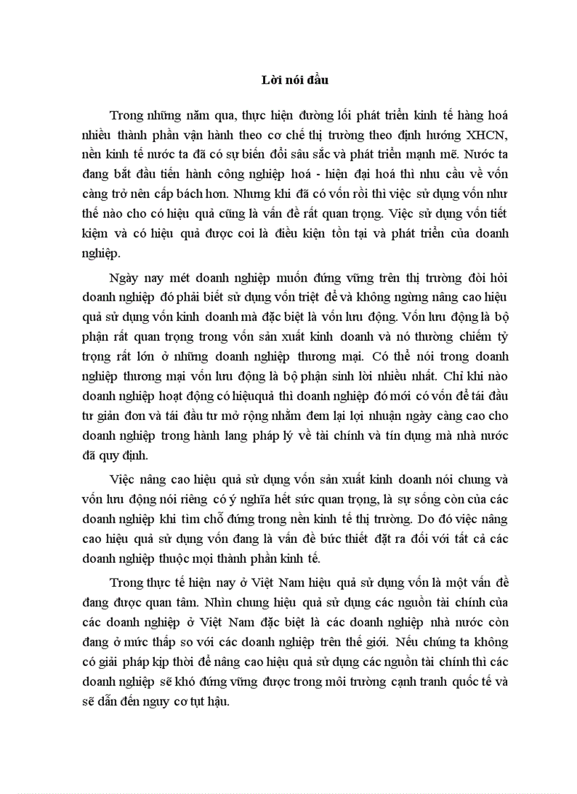 Các biện pháp nhằm nâng cao hiệu quả sử dụng vốn lưu động tại Công ty xuất nhập khẩu máy Hà Nội