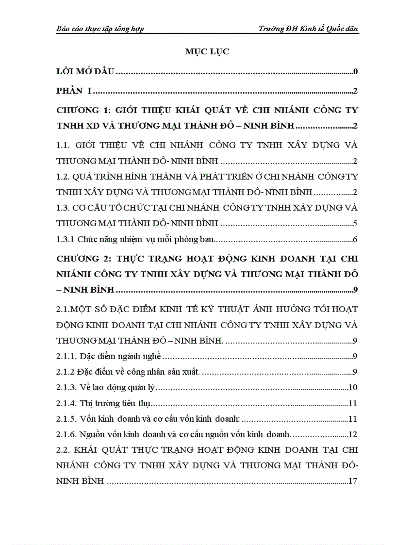 Hiệu quả sử dụng vốn kinh doanh của Chi nhánh Công ty TNHH xây dựng và thương mại Thành Đô Ninh Bình Thực trạng và giải pháp nâng cao