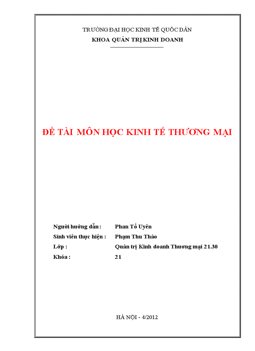 Một số biện pháp đẩy mạnh bán hàng tại Công ty cổ phần Đầu tư và thương mại Quốc tế Huy Hoàng 1