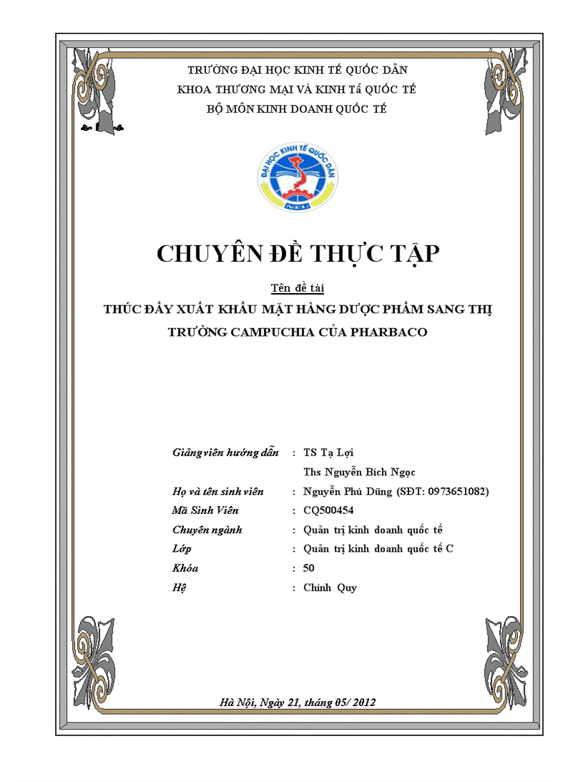 Thúc đẩy xuất khẩu mặt hàng dược phẩm sang thị trường campuchia của Pharbaco