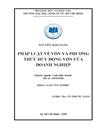 Pháp luật về vốn và phương thức huy động vốn của doanh nghiệp