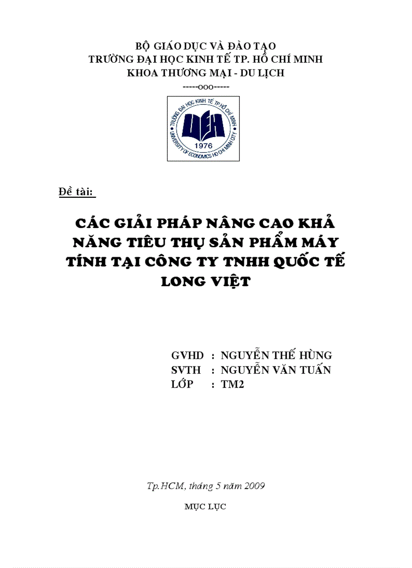 Các giải pháp nâng cao khả năng tiêu thụ sản phẩm máy tính tại công ty TNHH LONG VIỆT