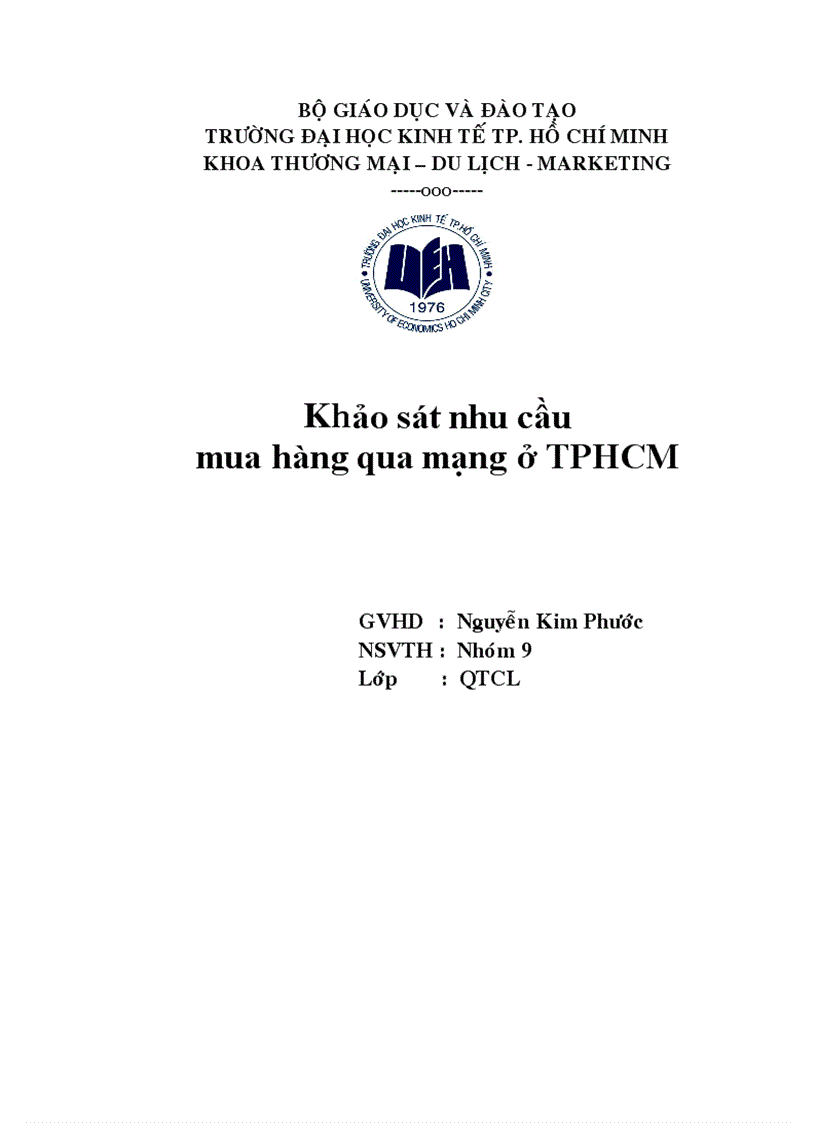 Khảo sát nhu cầu mua hàng qua mạng ở TPHCM