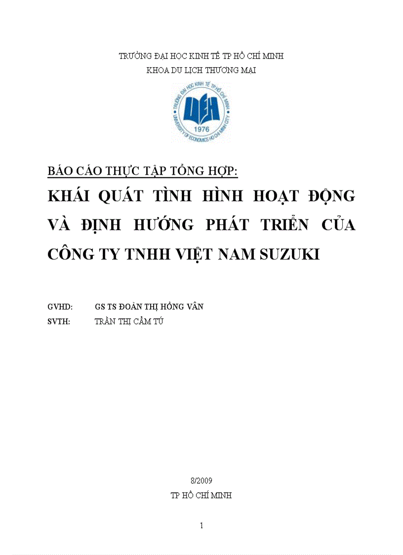 Khái quát tình hình hoạt động và định hướng phát triển của công ty tnhh việt nam suzuki