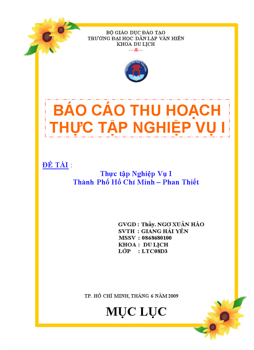 Thực tập Nghiệp Vụ I Thành Phố Hồ Chí Minh Phan Thiết