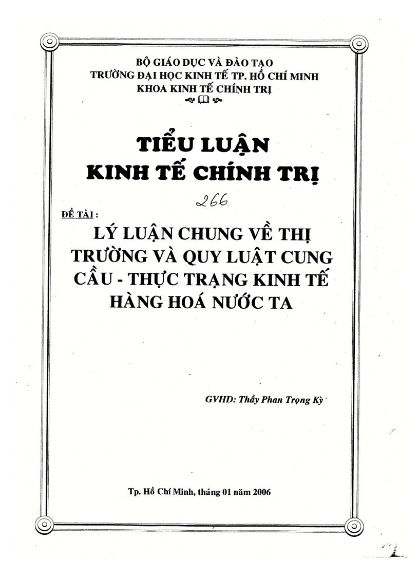 Lý luận chung về thị trường và quy luật cung cầu