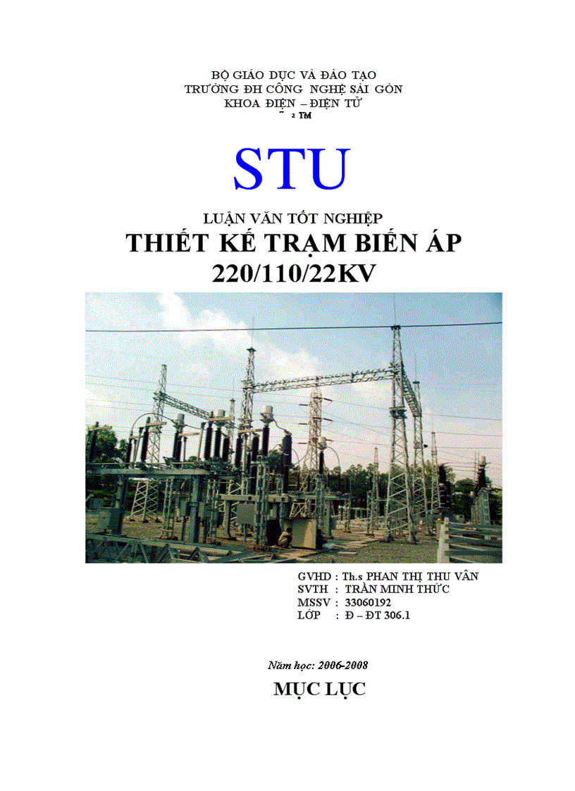 Thiết kế trạm biến áp 220 110 22kv