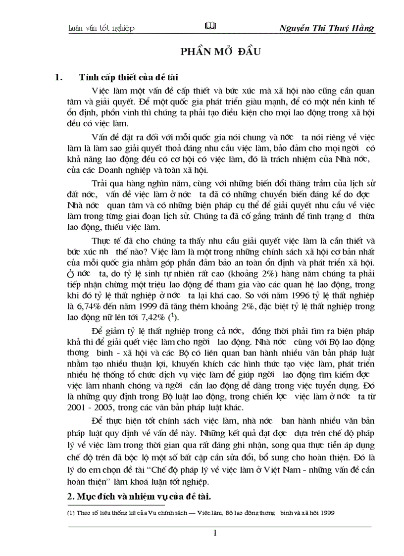 Chế độ pháp lý về việc làm ở Việt Nam những vấn đề cần hoàn thiện
