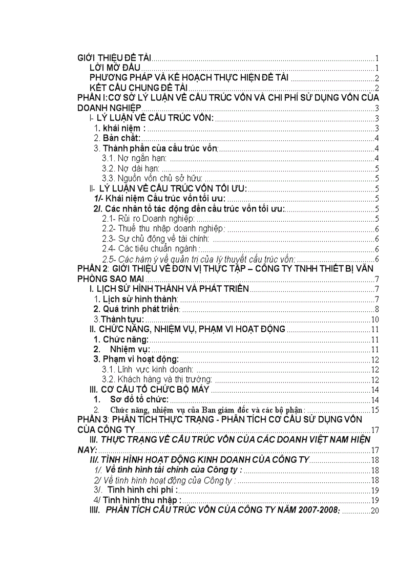 Cơ cấu sử dụng vốn tại Công ty thiết bị Văn phòng Sao Mai