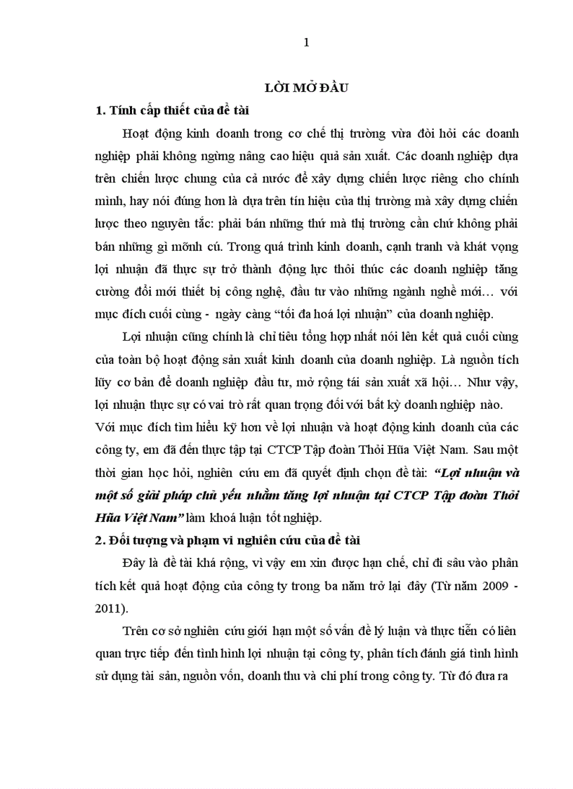 Lợi nhuận và một số giải pháp chủ yếu nhằm tăng lợi nhuận tại CTCP Tập đoàn Thái Hòa Việt Nam