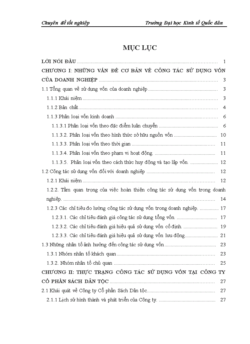Hoàn thiện công tác sử dụng vốn tại Công ty Cổ phần Sách Dân tộc