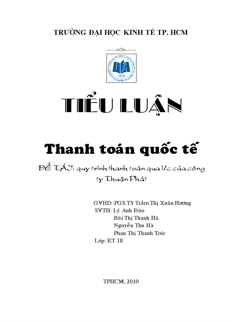 Quy trình thanh toán qua l c của công ty Thuận Phát