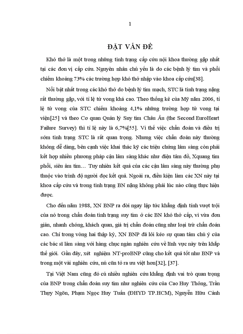 Nghiên cứu giá trị của XN nhanh NT proBNP trong chẩn đoán và loại trừ STC ở các BN khó thở nhập khoa Cấp cứu BV Bạch Mai 1