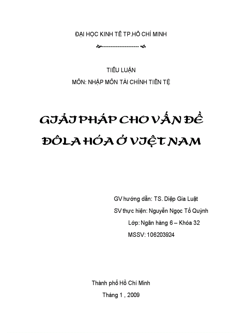 Giải pháp cho vấn đề đôla hóa ở việt nam