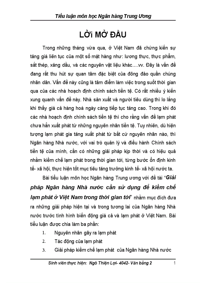 Giải pháp Ngân hàng Nhà nước cần sử dụng để kiềm chế lạm phát ở Việt Nam trong thời gian tới 1