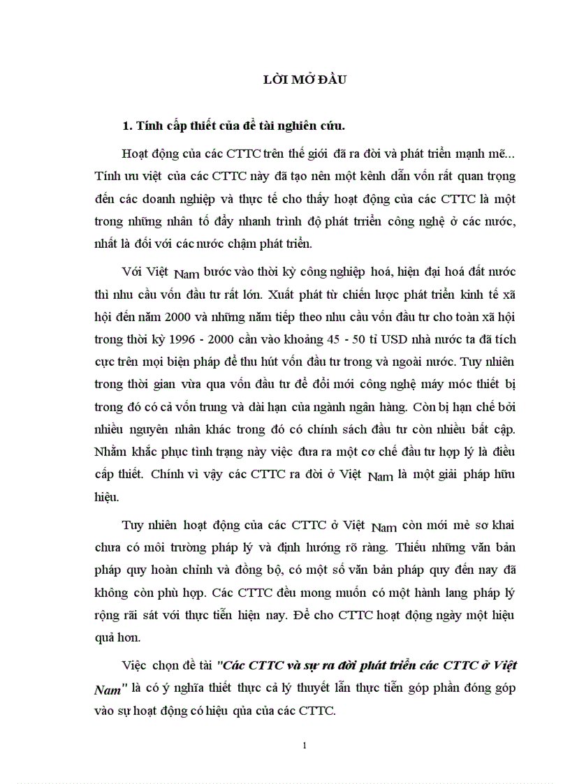Các CTTC và sự ra đời phát triển các CTTC ở Việt Nam 1