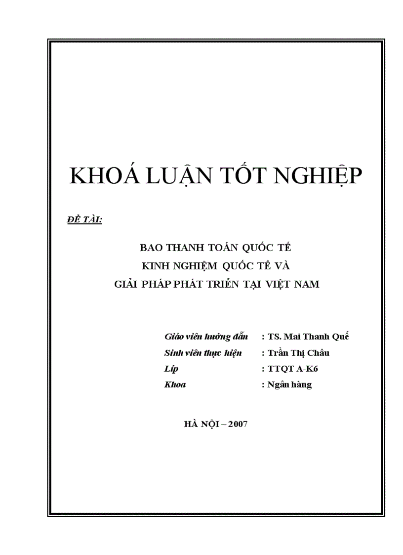 Bao thanh toán quốc tế Kinh nghiệm quốc tế và giải pháp phát triển tại Việt Nam