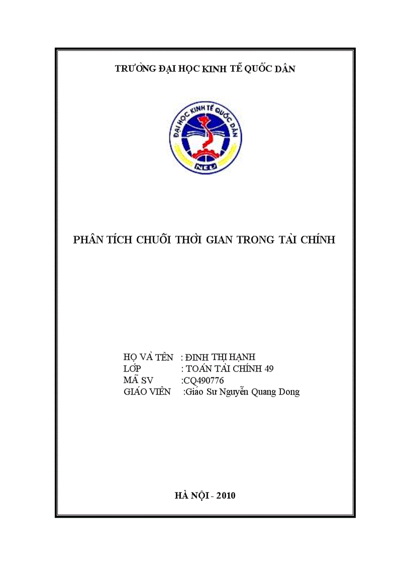 Phân tích chuỗi thời gian trong tài chính