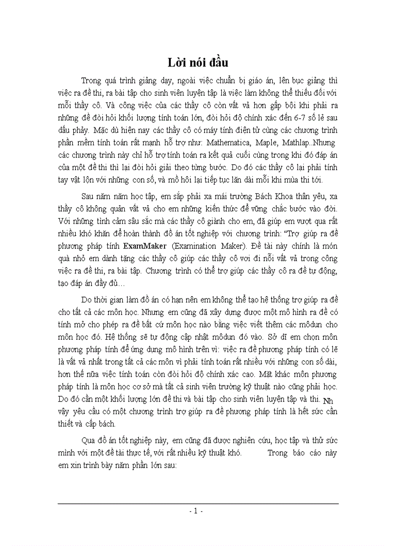 Trợ giúp ra đề phương pháp tính ExamMaker Examination Maker