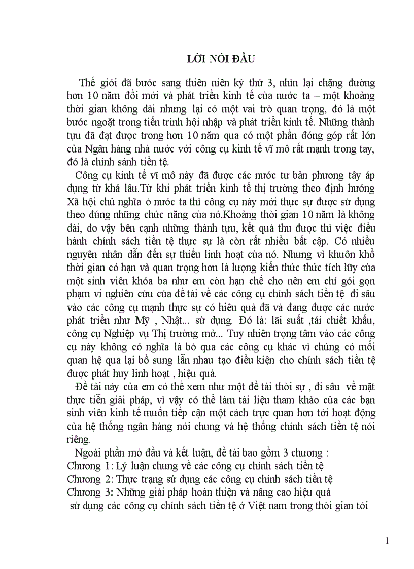 Đánh giá hiệu quả sử dụng các công cụ chính sách tiền tệ ở Việt nam trong thập kỷ 90 và những năm đầu thế kỷ XXI