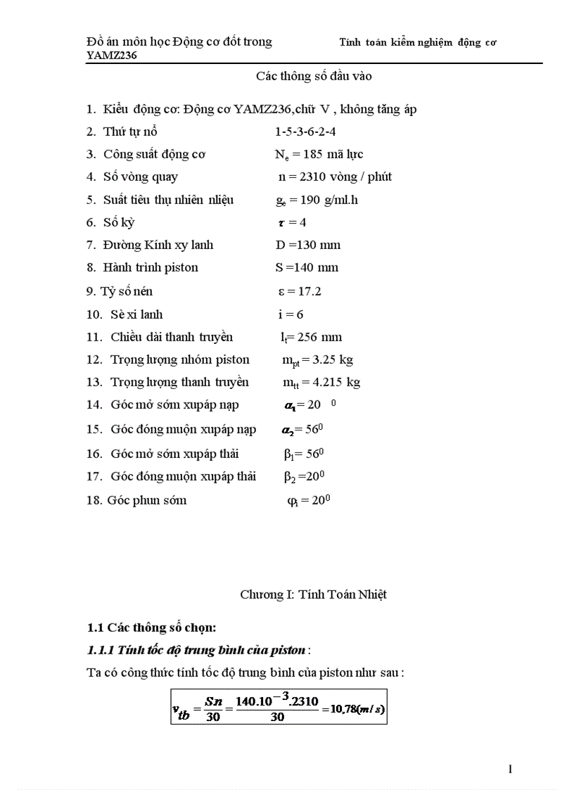Tính toán kiểm nghiệm động cơ YAMZ236