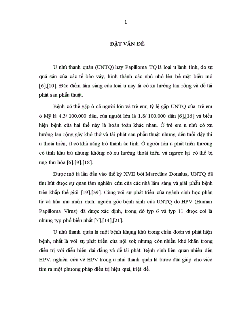 Đặc điểm lâm sàng mô bệnh học điều trị u nhú thanh quản người lớn tại viện Tai Mũi Họng Trung Ương 1