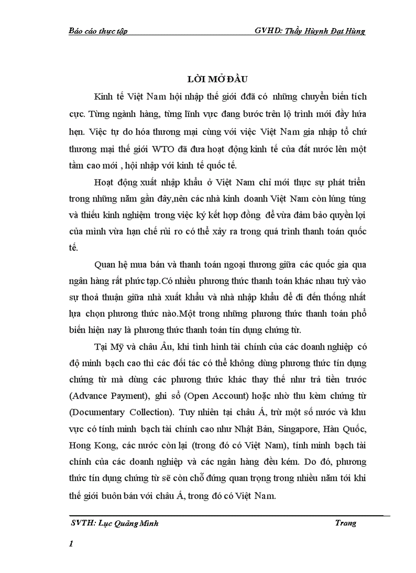 Thực trạng và giải pháp nhằm hoàn thiện quy trình thanh toán quốc tế theo phương thức tín dụng chứng từ tại phòng thanh toán xuất khẩu Vietcombank chi nhánh Tân Định