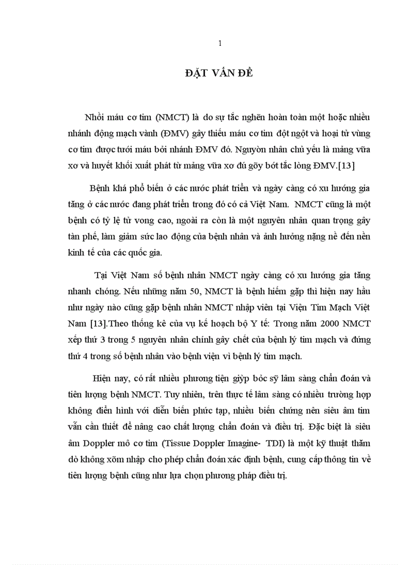 Nghiên cứu tình trạng mất đồng bộ cơ tim ở bệnh nhân NMCT có QRS hẹp bằng siêu âm Doppler mô cơ tim tại viện Tim Mạch Việt Nam 1