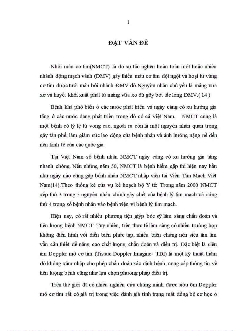 Nghiên cứu tình trạng mất đồng bộ chức năng thất ở bệnh nhân NMCT bằng siêu âm Doppler mô tại viện Tim Mạch Việt Nam