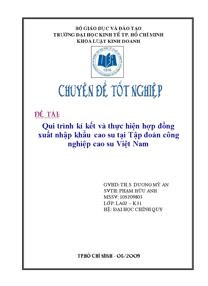 Qui trình kí kết và thực hiện hợp đồng xuất nhập khẩu cao su tại Tập đoàn công nghiệp cao su Việt Nam