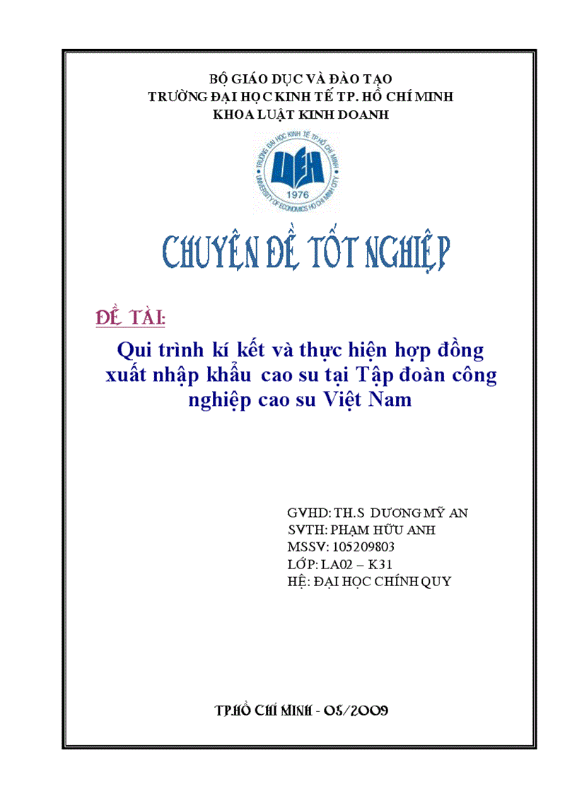 Qui trình kí kết và thực hiện hợp đồng xuất nhập khẩu cao su tại Tập đoàn công nghiệp cao su Việt Nam 1