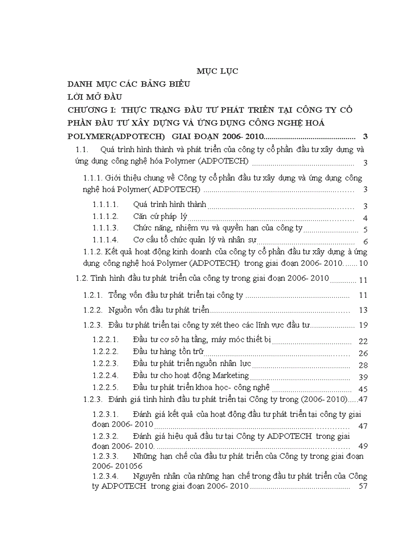Một số kiến nghị và giải pháp nâng cao hiệu quả đầu tư phát triển tại công ty cổ phần đầu tư xây dựng và ứng dụng công nghệ hoá polymer adpotech đến năm 2015