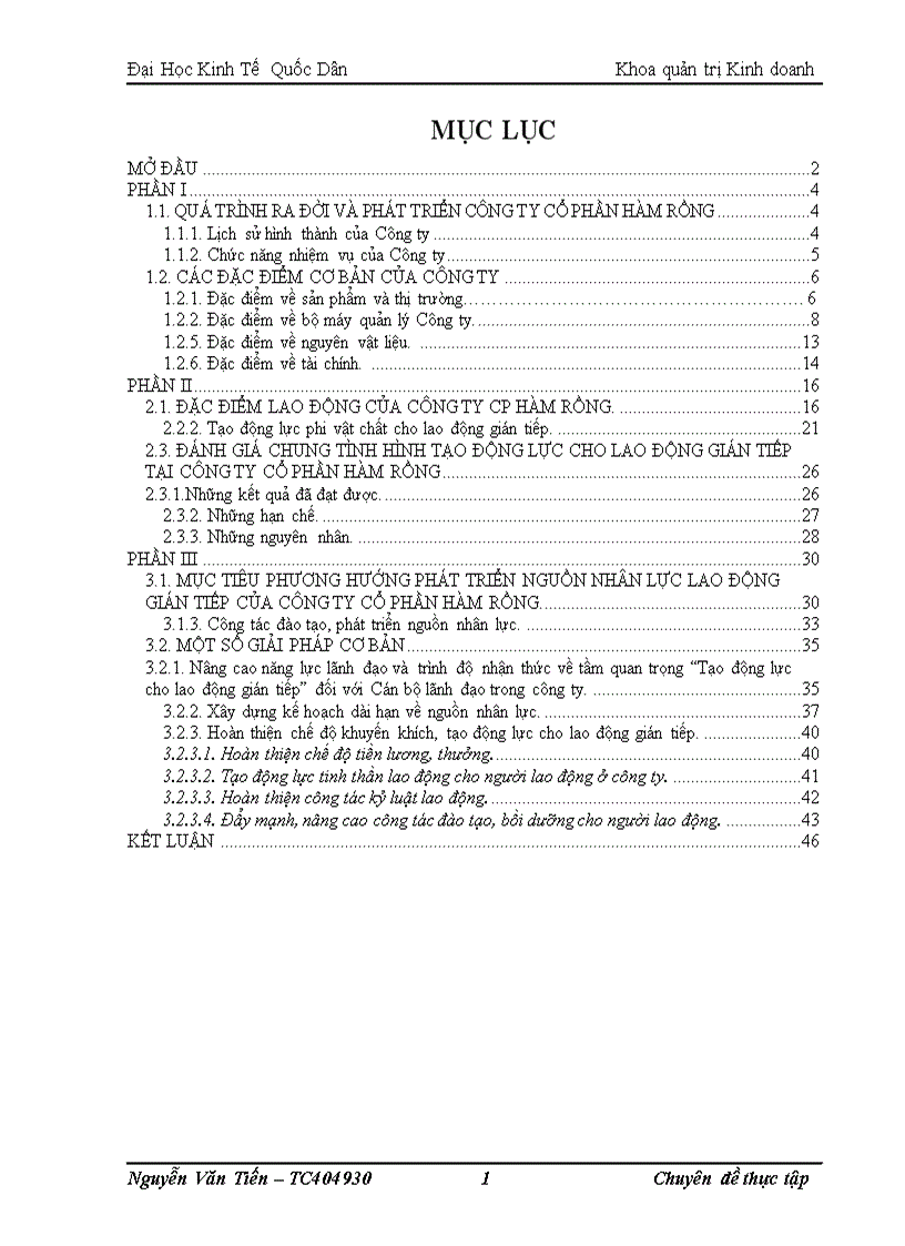 Tạo động lực cho lao động gián tiếp Công ty cổ phần Hàm Rồng