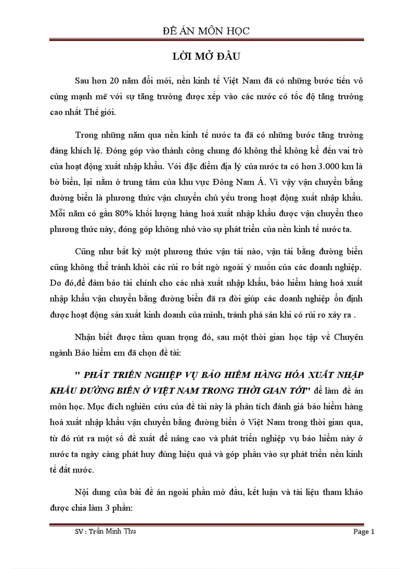 Đề xuất nhằm phát triển nghiệp vụ BHHH XNK ở Việt Nam trong thời gian tới