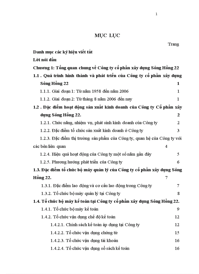 Hoàn thiện kế toán chi phí sản xuất và tính giá thành sản phẩm tại Công ty Cổ phần xây dựng Sông Hồng 22