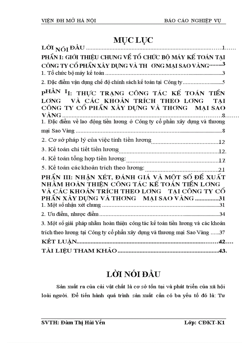 Kế toán tiền lương và các khoản trích theo lương tại Công ty cổ phần xây dựng và thương mại Sao Vàng