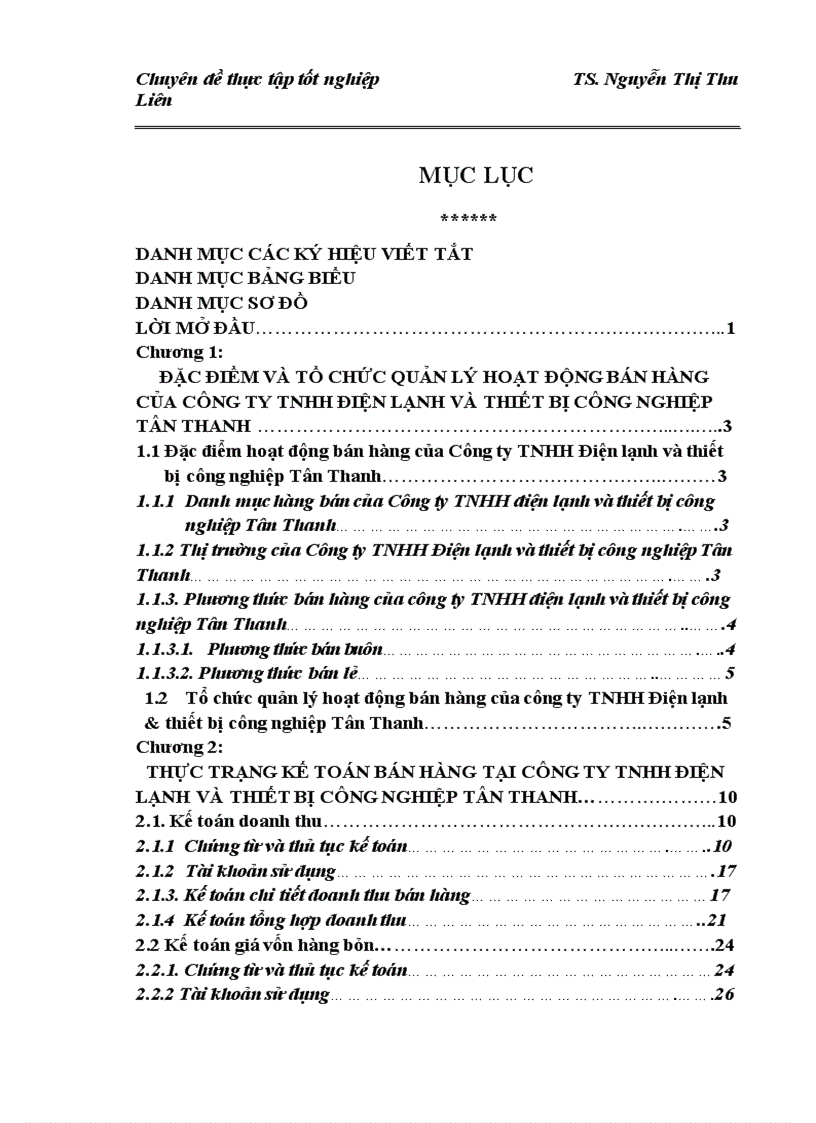 Thực trạng kế toán bán hàng tại công ty tnhh điện lạnh và thiết bị công nghiệp tân thanh