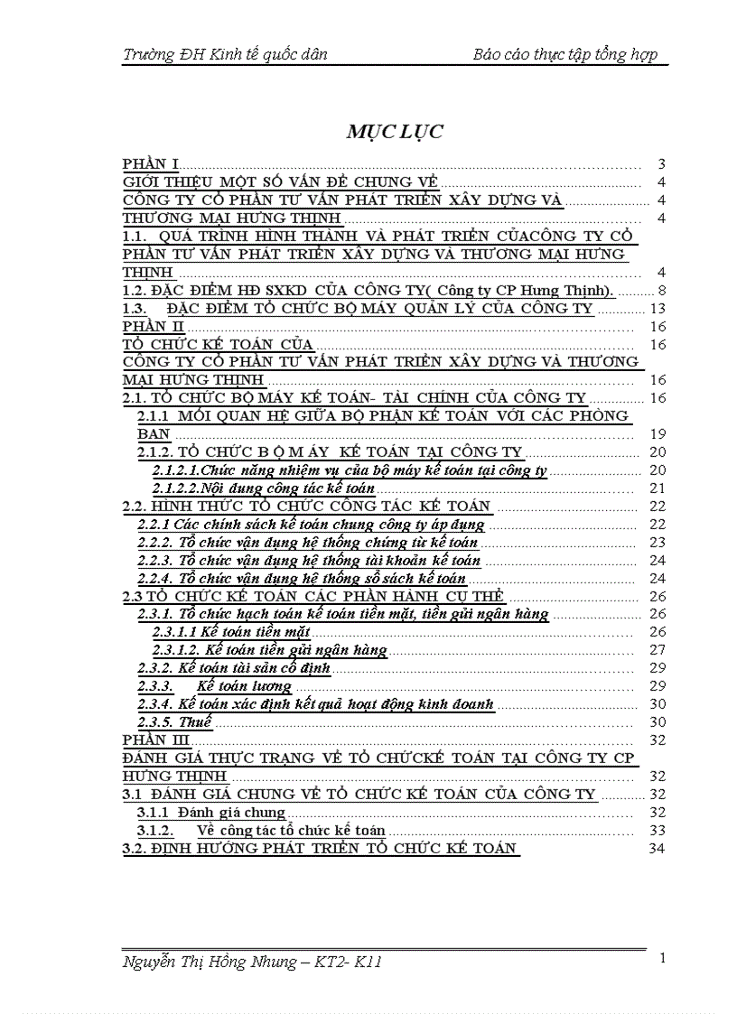 Đánh giá thực trạng về tổ chức kế toán tại công ty Cổ phần tư vấn phát triển xây dựng và thương mại Hưng Thịnh
