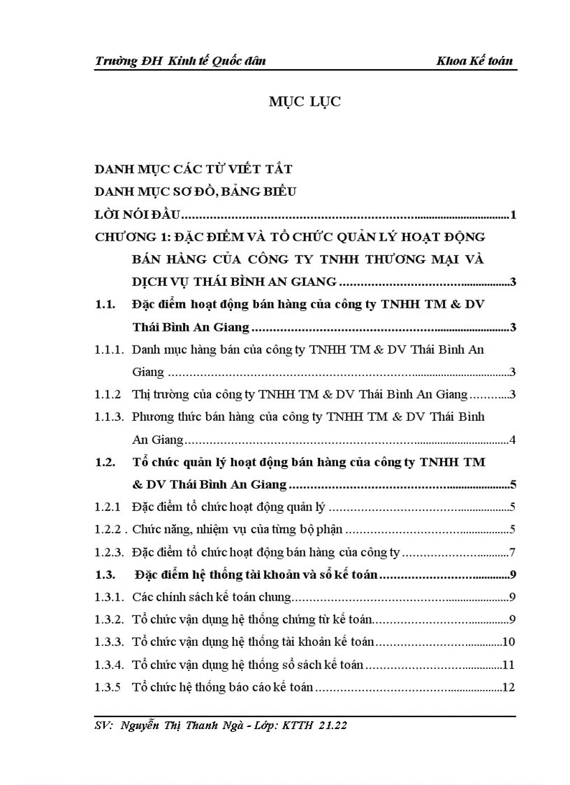 Thực trạng kế toán bán hàng và xác định kết quả kinh doanh tại công ty tnhh tm dv thái bình an giang