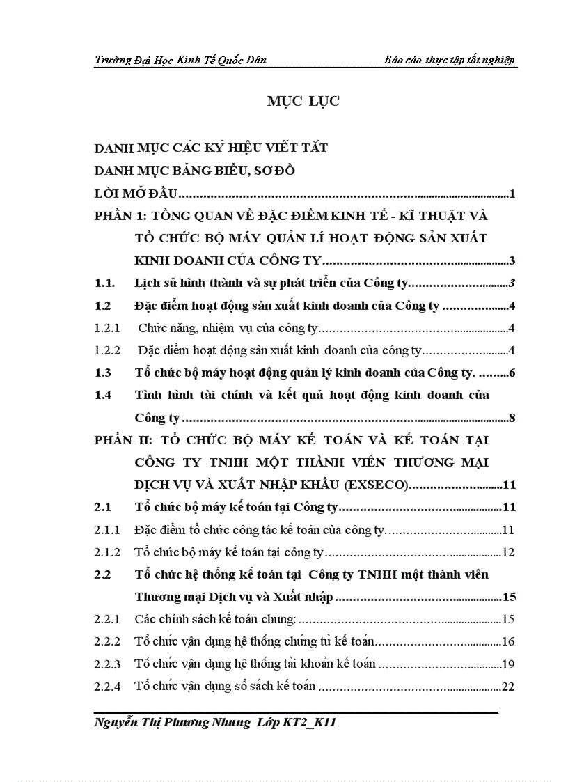 Tổ chức bộ máy kế toán và kế toán tại công ty tnhh một thành viên thương mại dịch vụ và xuất nhập khẩu exseco