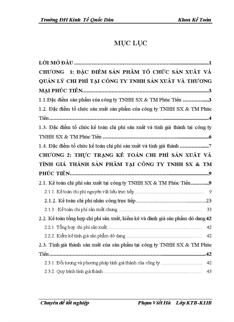 Hoàn thiện kế toán chi phí sản xuất và tính giá thành sản phẩm tại công ty TNHH sản xuất và thương mại Phúc Tiến 1