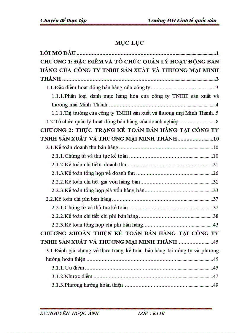 Tổ chức công tác kế toán bán hàng và xác định kết quả bán hàng tại Công ty TNHH sản xuất và thương mại Minh Thành