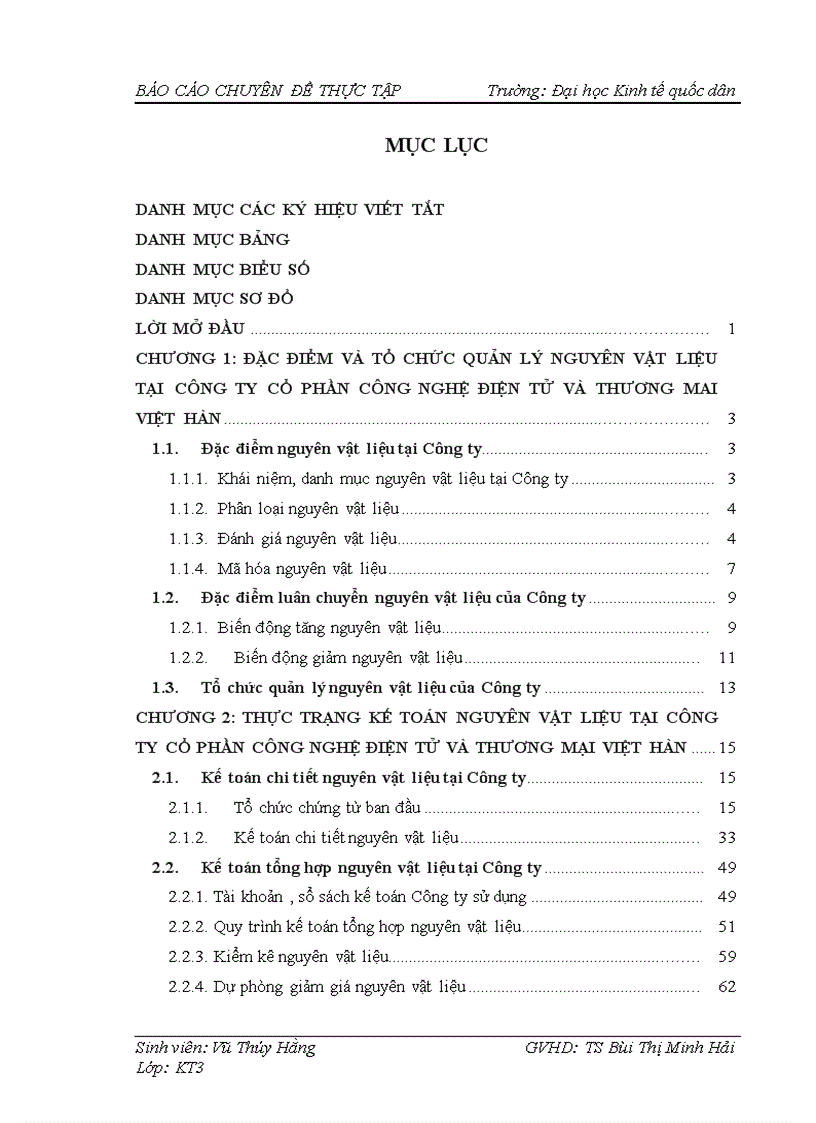 Hoàn thiện kế toán nguyên vật liệu ở Công ty Cổ phần Công nghệ Điện tử và Thương mại Việt Hàn